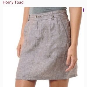 Horny Toad Lithe Venti Skirt 6 Charcoal Linen Chambray Slash Pockets